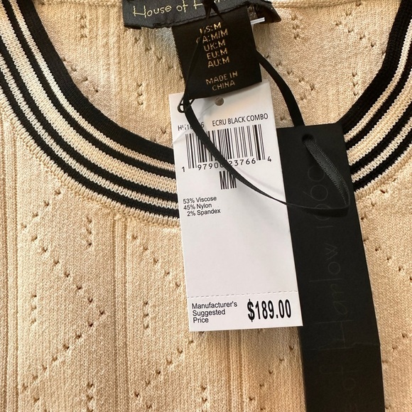 House of Harlow 1960 Ecru and Black Knit 2 piece casual set - Picture 2 of 5